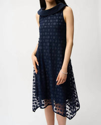 Joseph Ribkoff - Dot Embroidered Mesh Handkerchief Dress