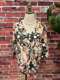Inoah - Gallery Print Eyelet Top
