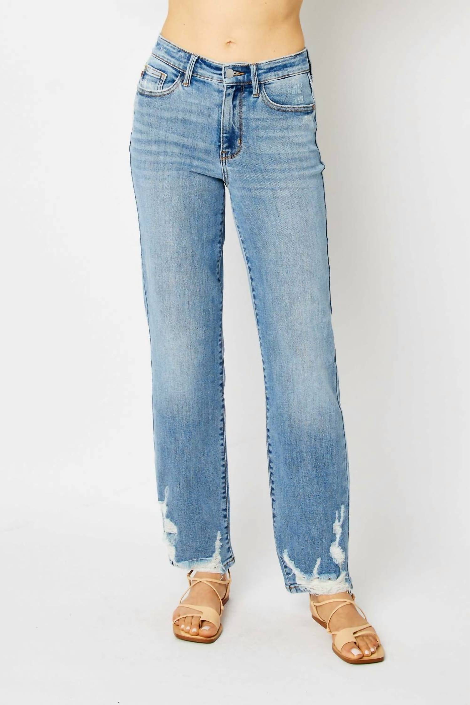 Judy Blue - High Rise Straight Leg With Heavy Destroy Jeans