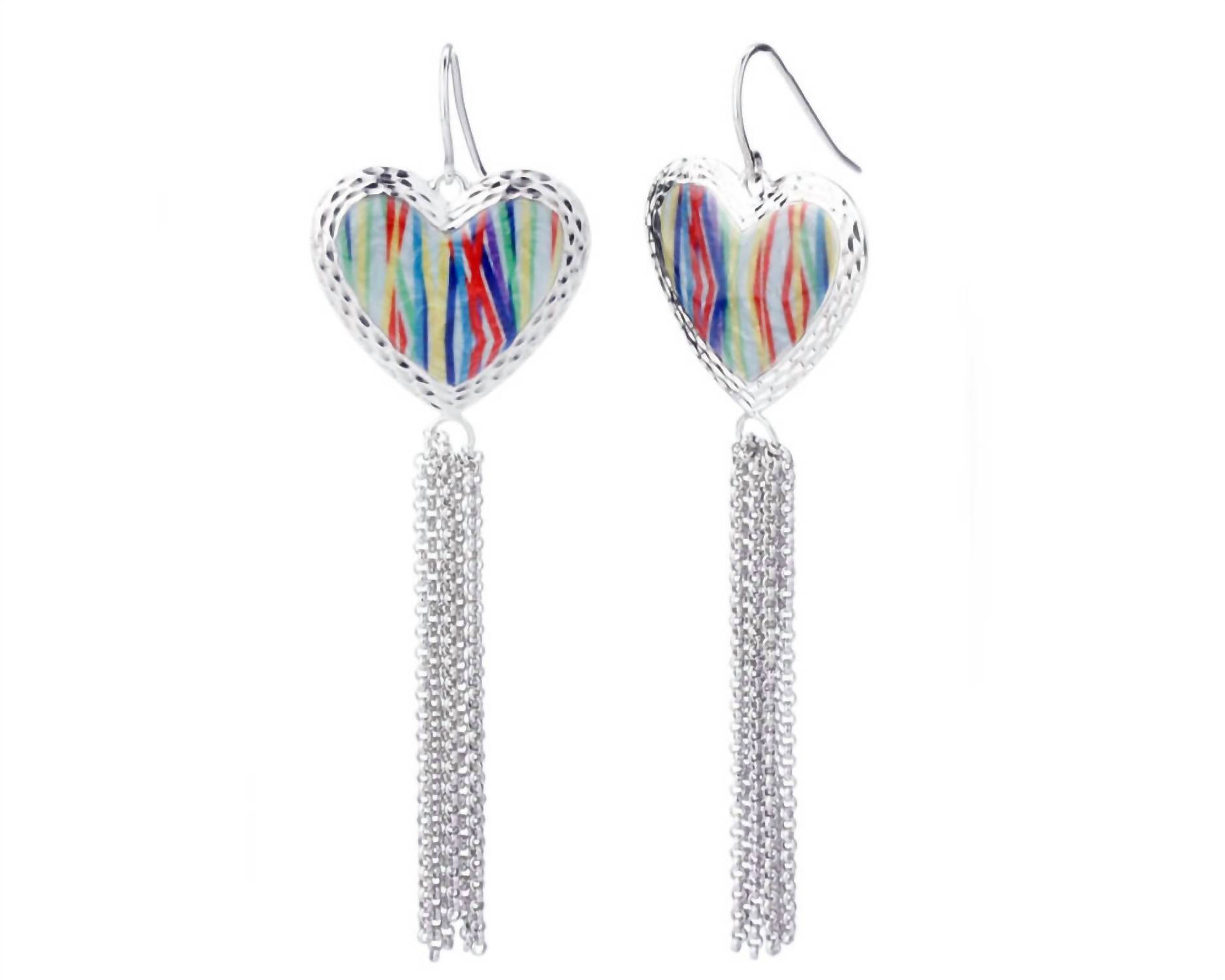 Gold & Honey - Women's Heart Tassel Earrings