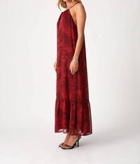 Lovestitch - Floral Tie Front Halter Maxi Dress