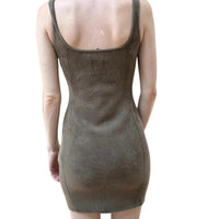 Fendi Velvet Scoop Neck Mini Dress in green - women's dress - detail view