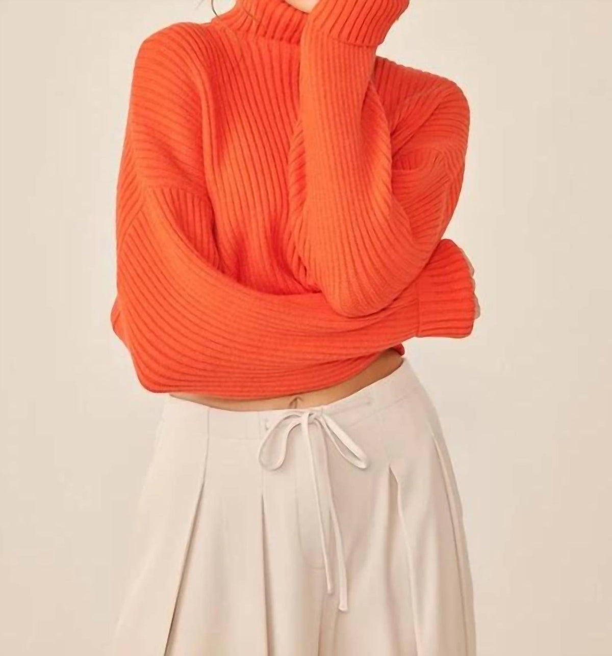 Idem Ditto - Turtle Neck Loose Fit Crop Sweater