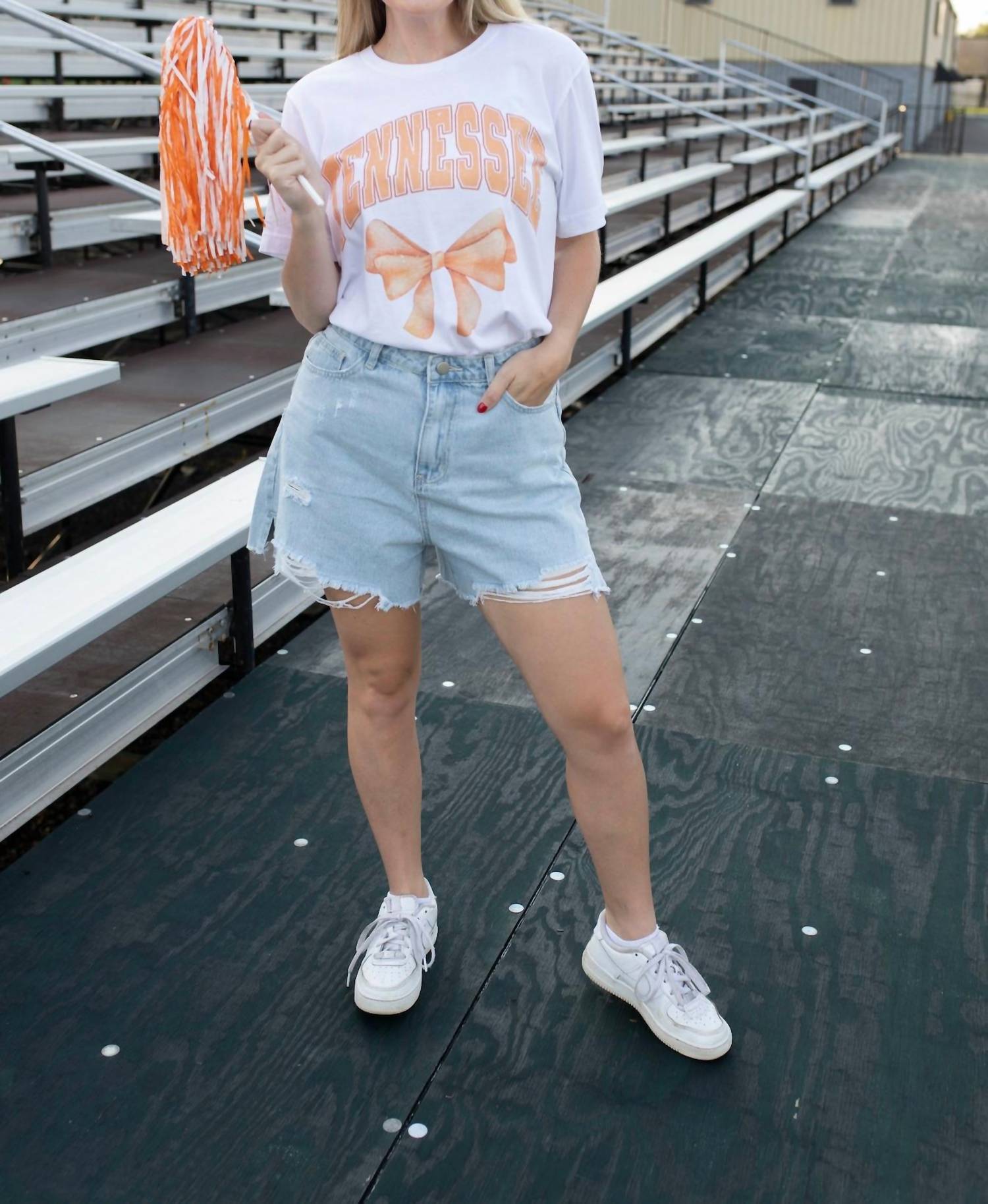 Canvas Apparel Tennessee Spirit Bow Short Sleeve Tee in white - women's t-shirt