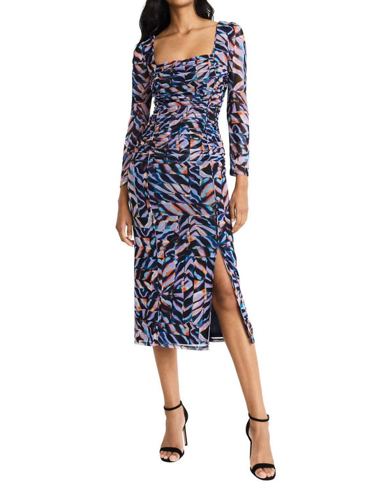 Donna Morgan - Ruched Bodice Mesh Midi Dress