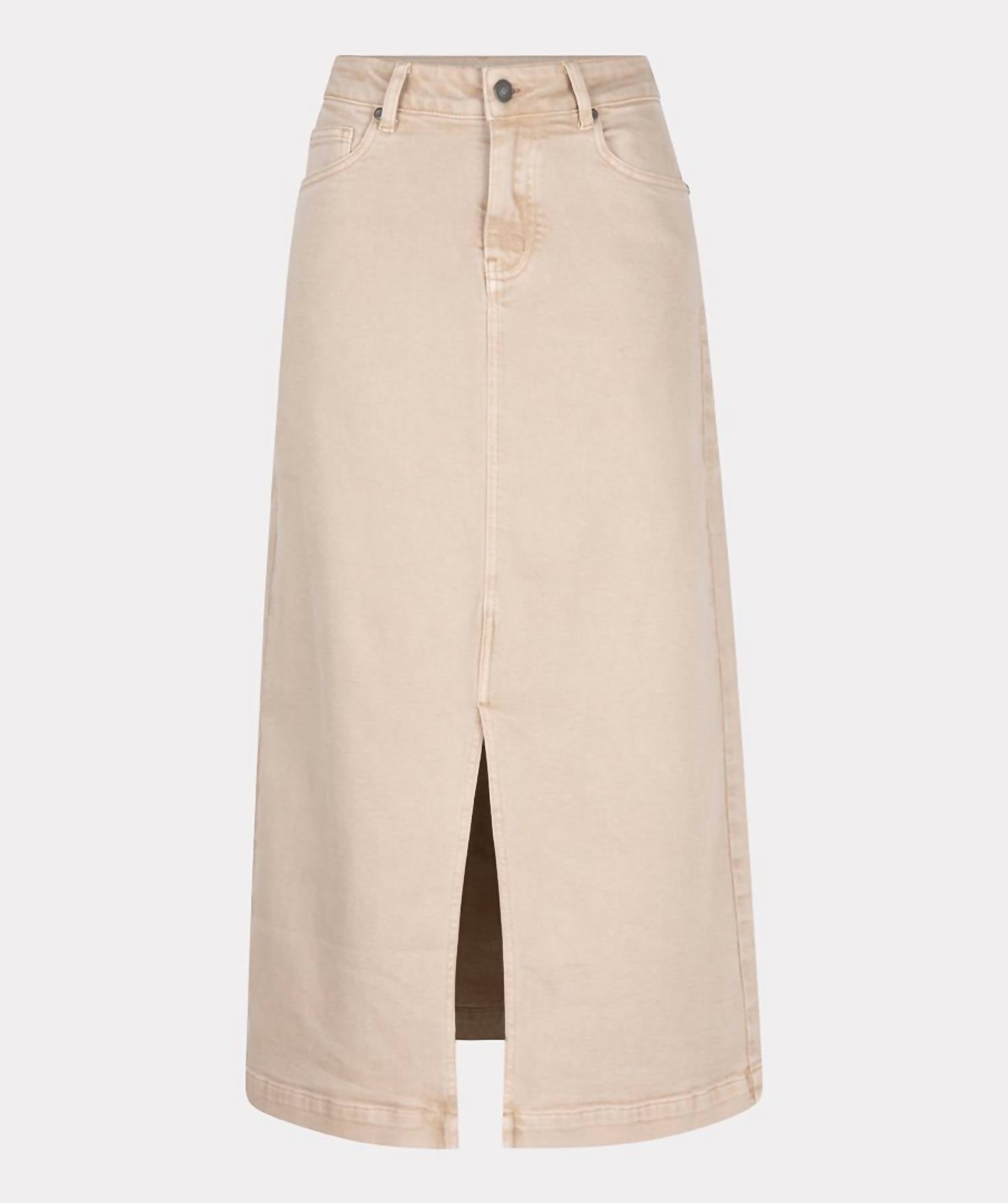ESQUALO Garment dyed maxi jean skirt in sand - women's skirt - view 5