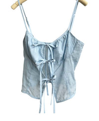 Cotton Candy La - Women's Embroidered Tie Front Tank