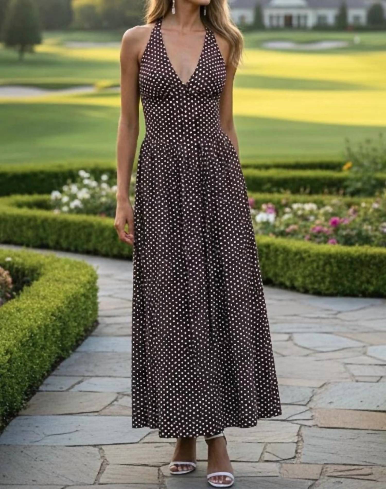 One And Only Collective - Clarice Polka Breeze Maxi Halter Dress