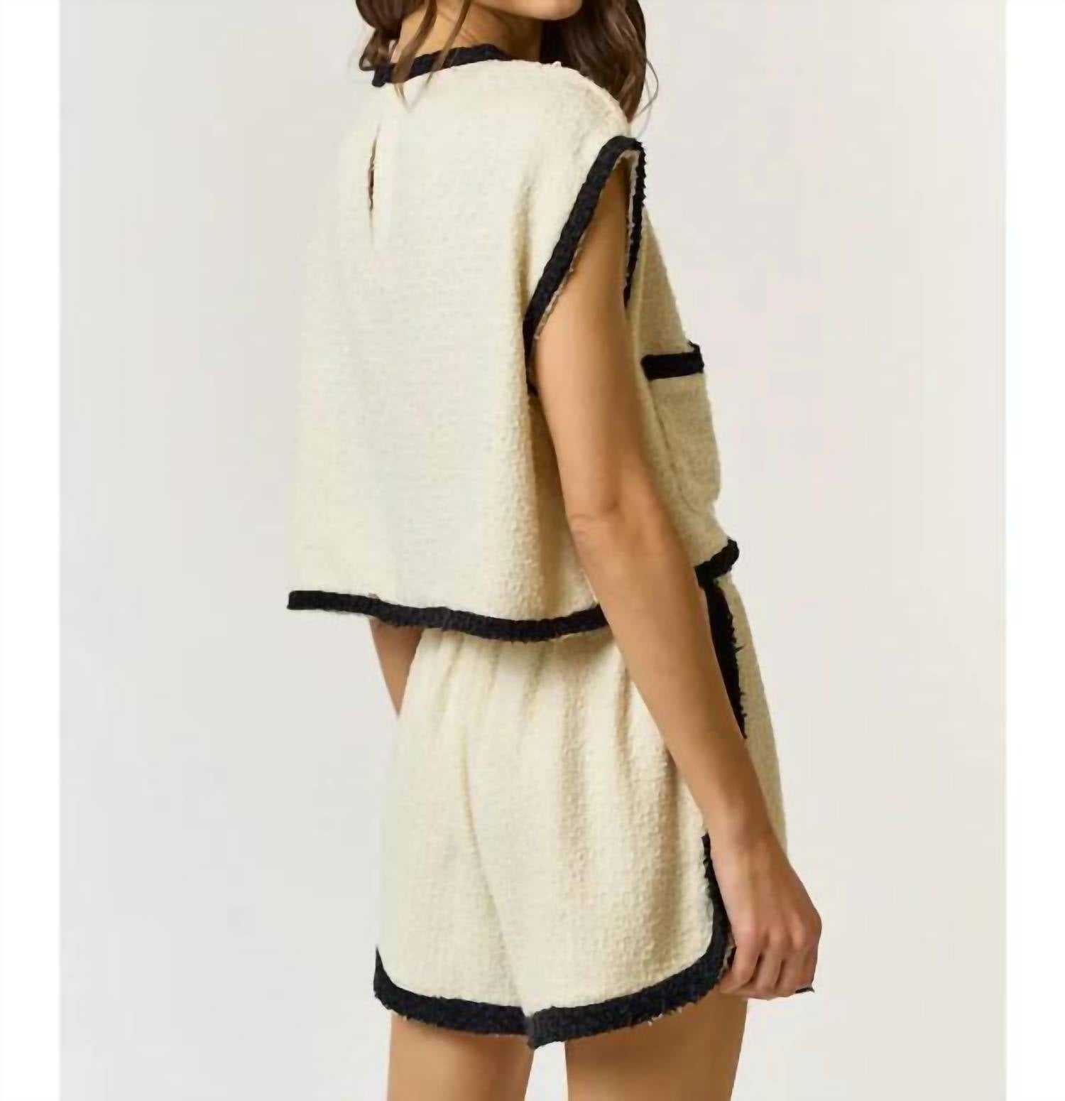 Lalavon - Perfect Combo Tweed Top And Short Set