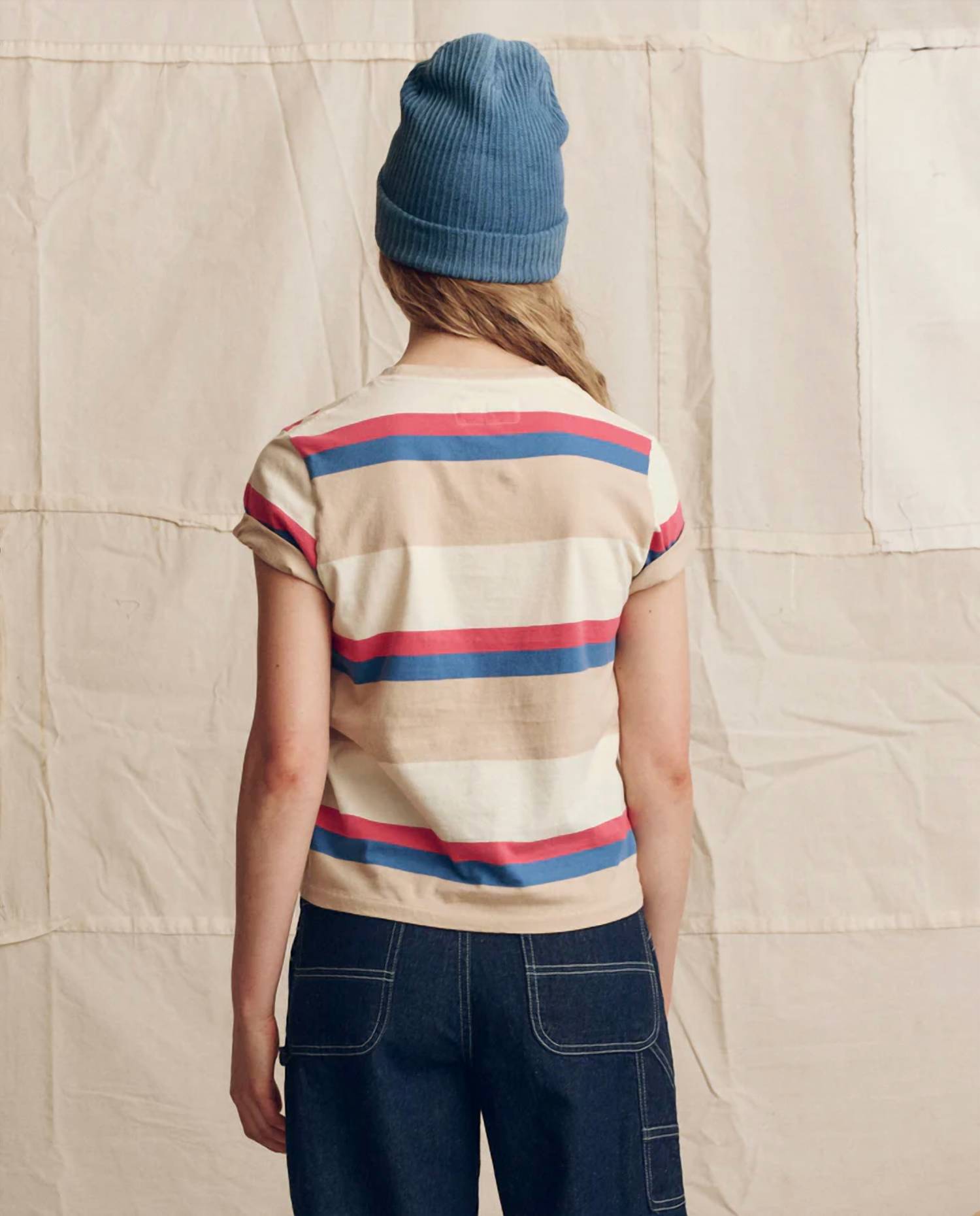 THE GREAT. The Little Tee in study hall stripe - women's t-shirt - alternate view