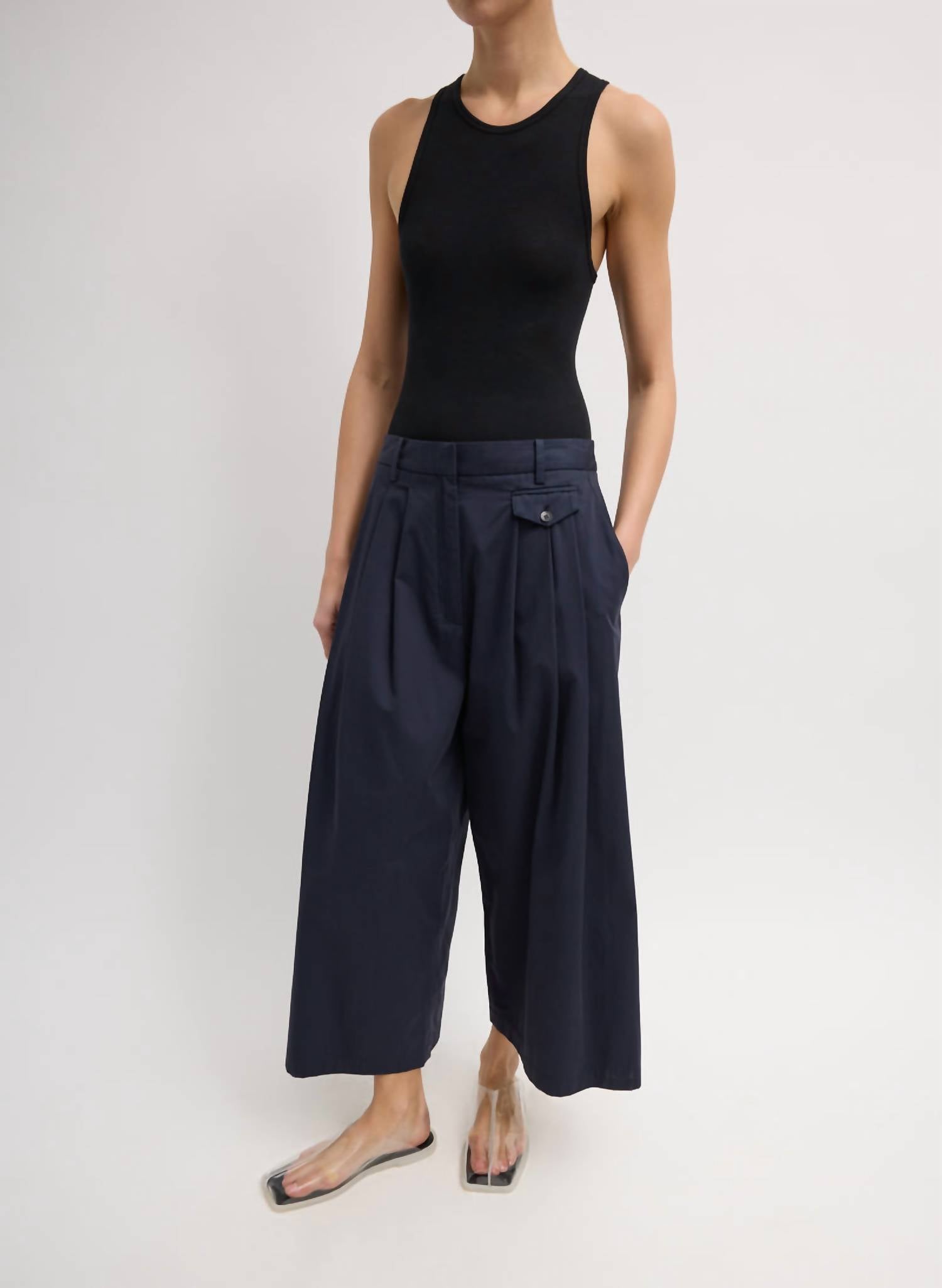 Tibi - Bio Twill Triple Pleat Cropped Pant