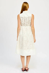 En Saison - Embroidered Collar Midi Dress