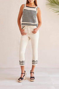Tribal - Wendolyn Wide Strap Crochet Sweater Tank - Plus