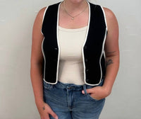 Illa Illa Linen Binding Vest in black - women's jacket - detail view