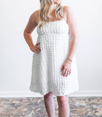 Meet Me In Santorini - Gwen Mini Dress With Unique Bubble Detailing & Spaghetti Straps