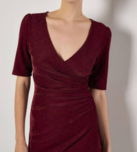Apricot - Foil Sparkle Side Ruched Dress