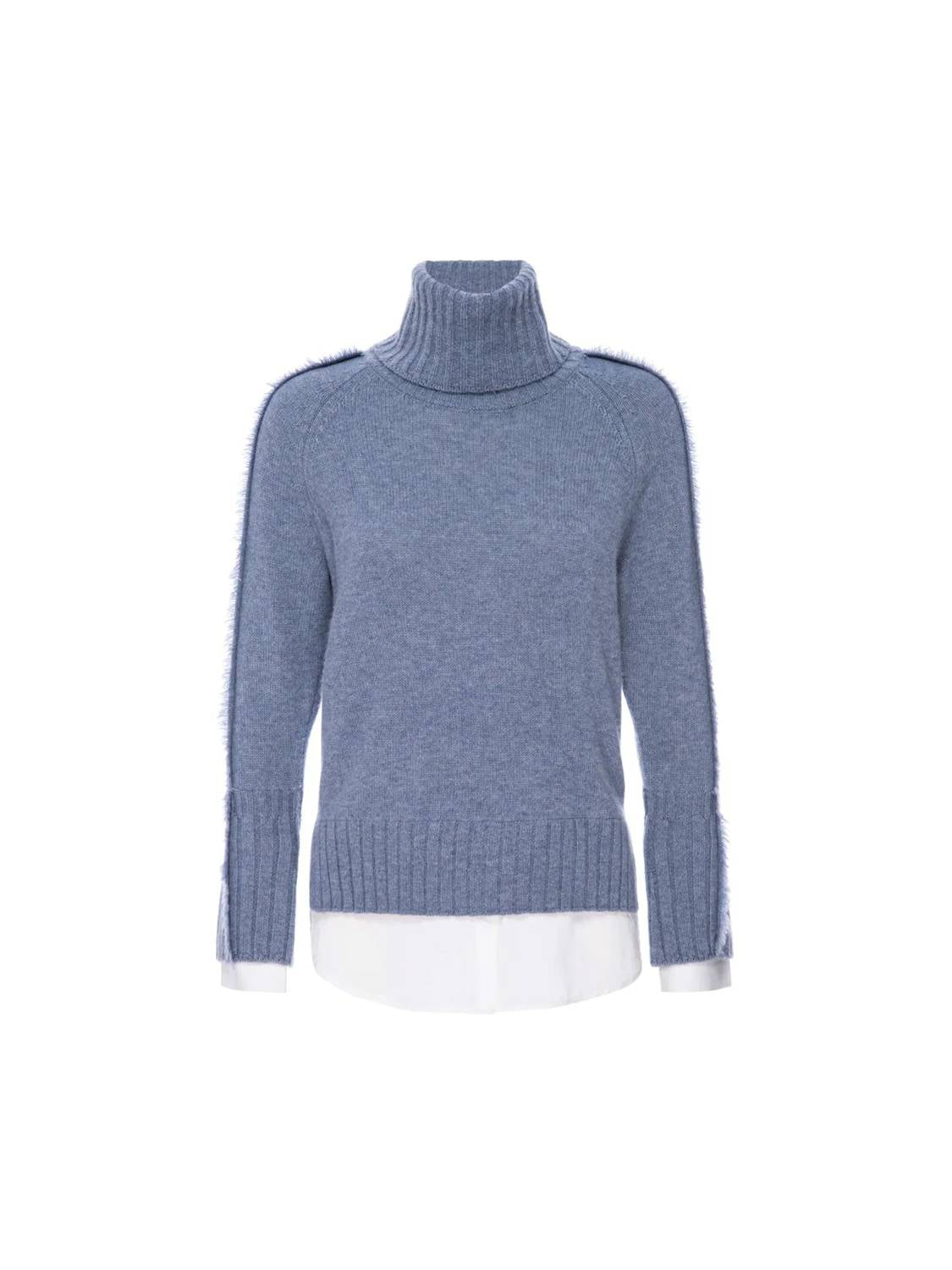 Brochu Walker - Jolie Fringe Layered Look Cashmere Fringe Turtleneck Sweater