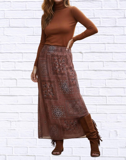 Diva Usa - Boho Patchwork Printed Maxi Skirt