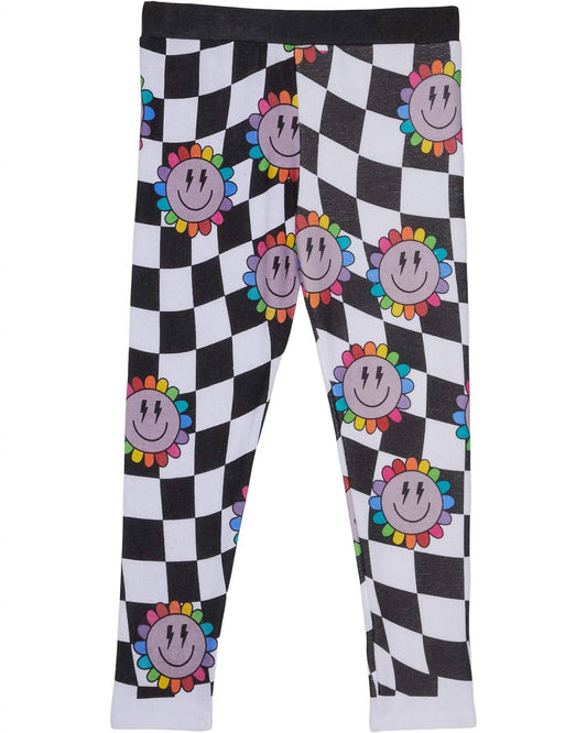 Kids Checkered Rainbow Daisy Pants