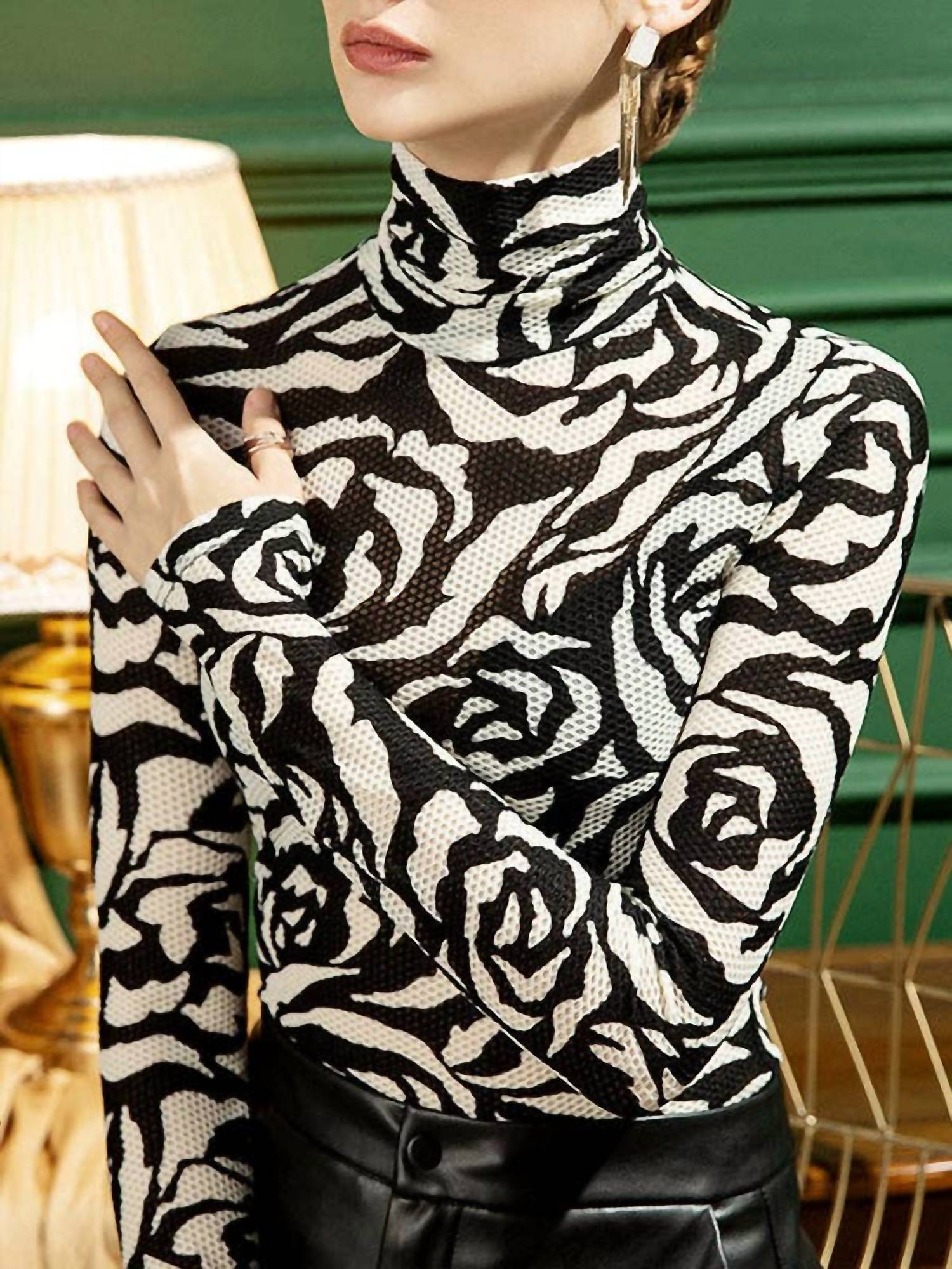 Vividlux - Sheer Turtleneck Tops