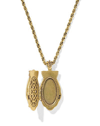 Kendra Scott Women's Alexa Locket Short Pendant Necklace in vintage gold - women's jewelry - detail view