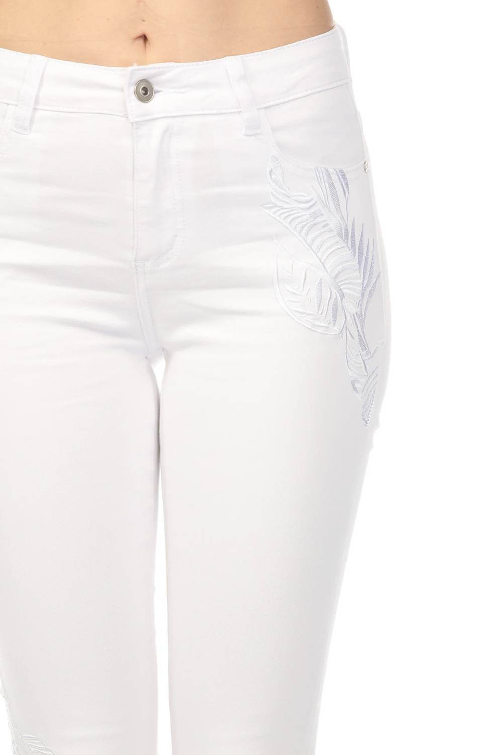 Charlie B - Cropped Embroidered Fringe Tulip Hem Jeans