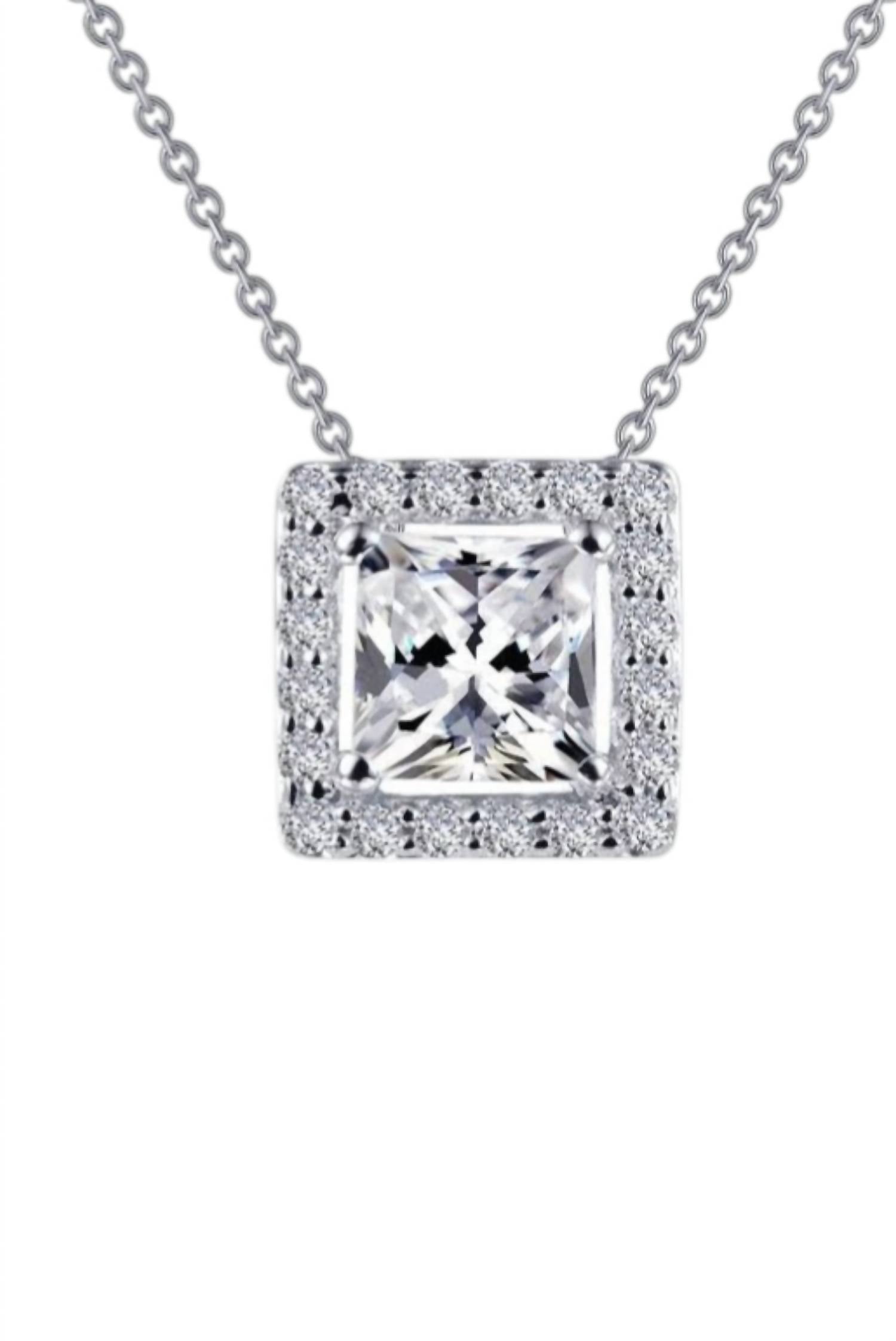 Lafonn - Women's Princess-cut Halo Necklace