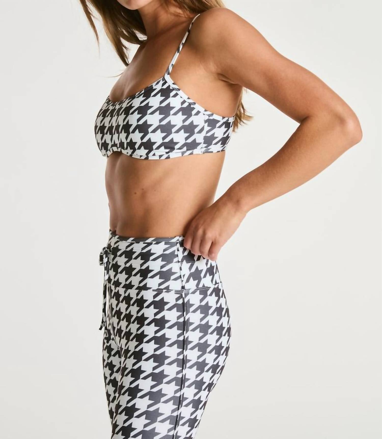 YEAR OF OURS Sport Monica Bra in houndstooth - women's intimate - detail view