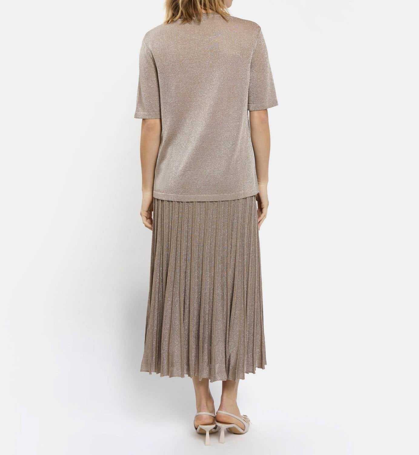 Maison Lurex Women's Short Sleeve Top in april moon - women's t-shirt - alternate view