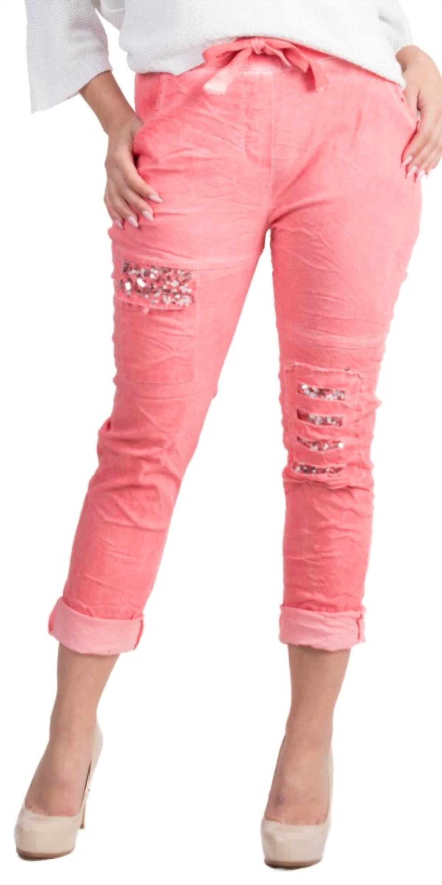 GIGI MODA Toppa Sequin Pants in coral - women's jeans