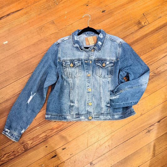 Curve Market - Women's Distressed Jacket - Plus