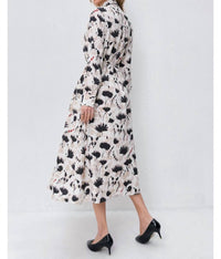 Miss Finch Nyc - Modest Floral Midi Dress with Light Front Tie