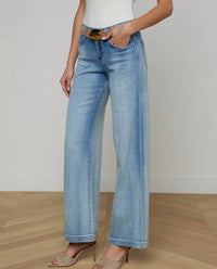 L'Agence Joanne Wide-leg Jean in dry ice - women's jeans - detail view