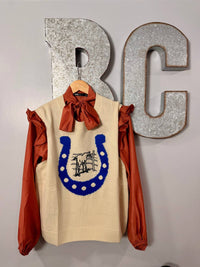 2FlyCo Women's Get Lucky Oversized Sweater Vest in creamy beige blue - women's sweater - detail view