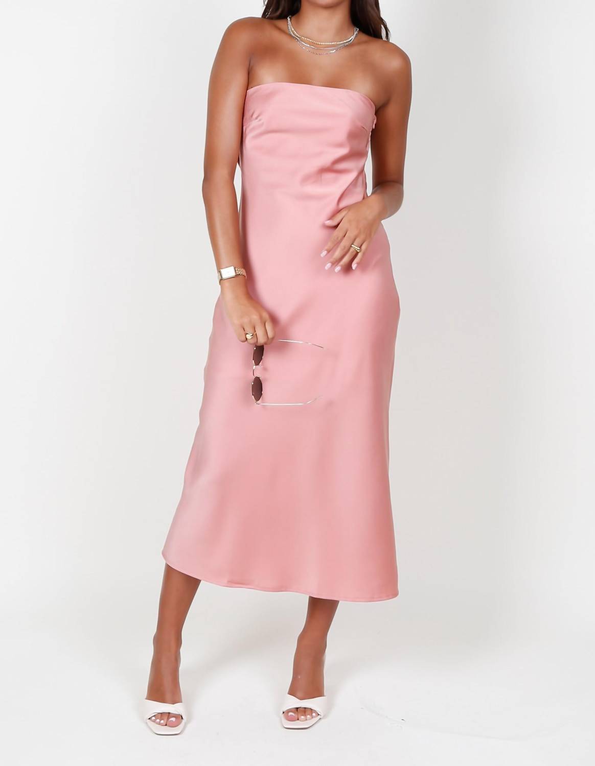 Hailey Apparel - Strapless Midi Dress
