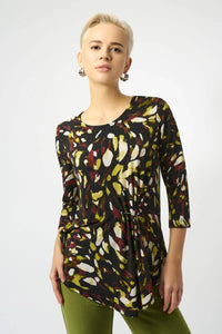 Joseph Ribkoff - Abstract Print Asymmetric Tunic Top