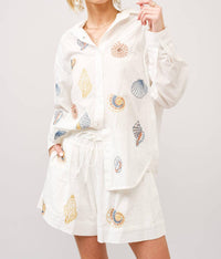 Blue B - Seaside Shell Embroidered Shirt