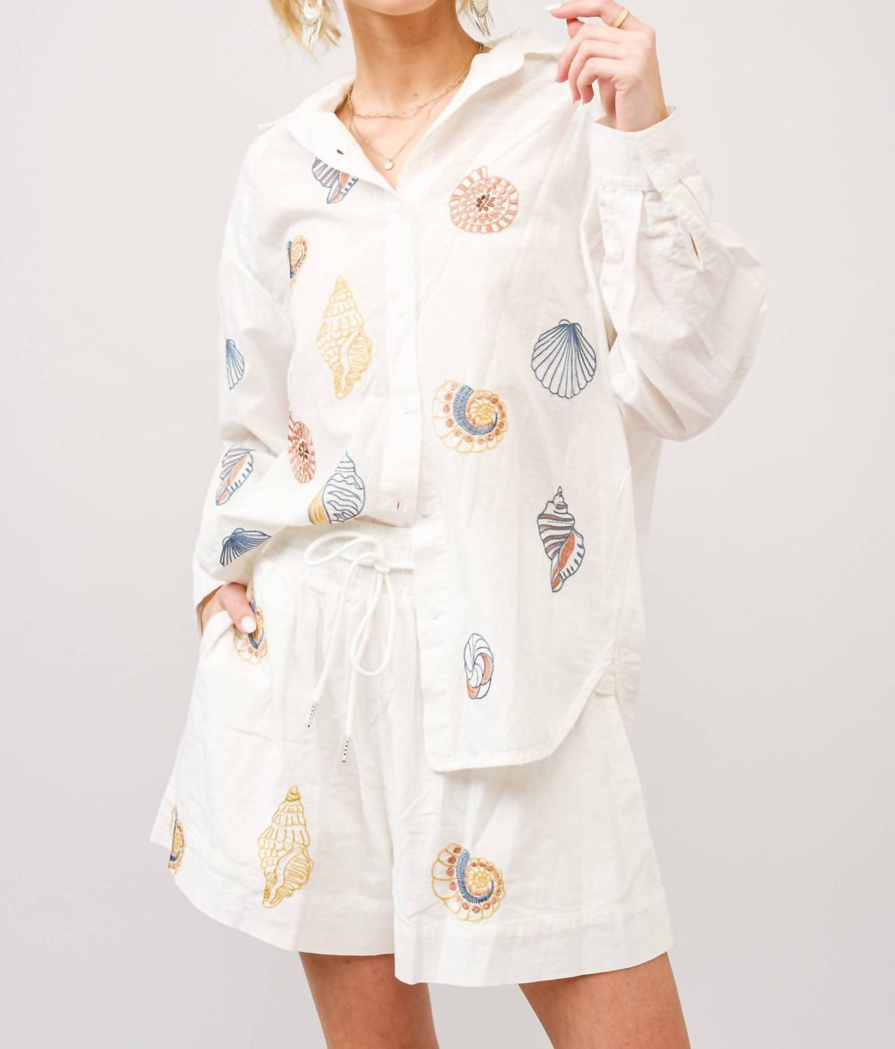 Blue B - Seaside Shell Embroidered Shirt