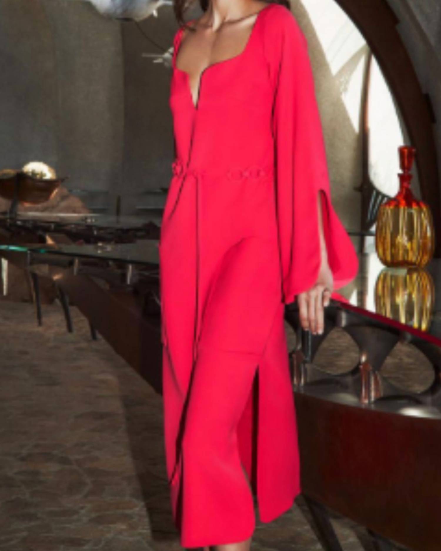 ALEXIS Sassari Midi Dress in cerise - women's dress - detail view