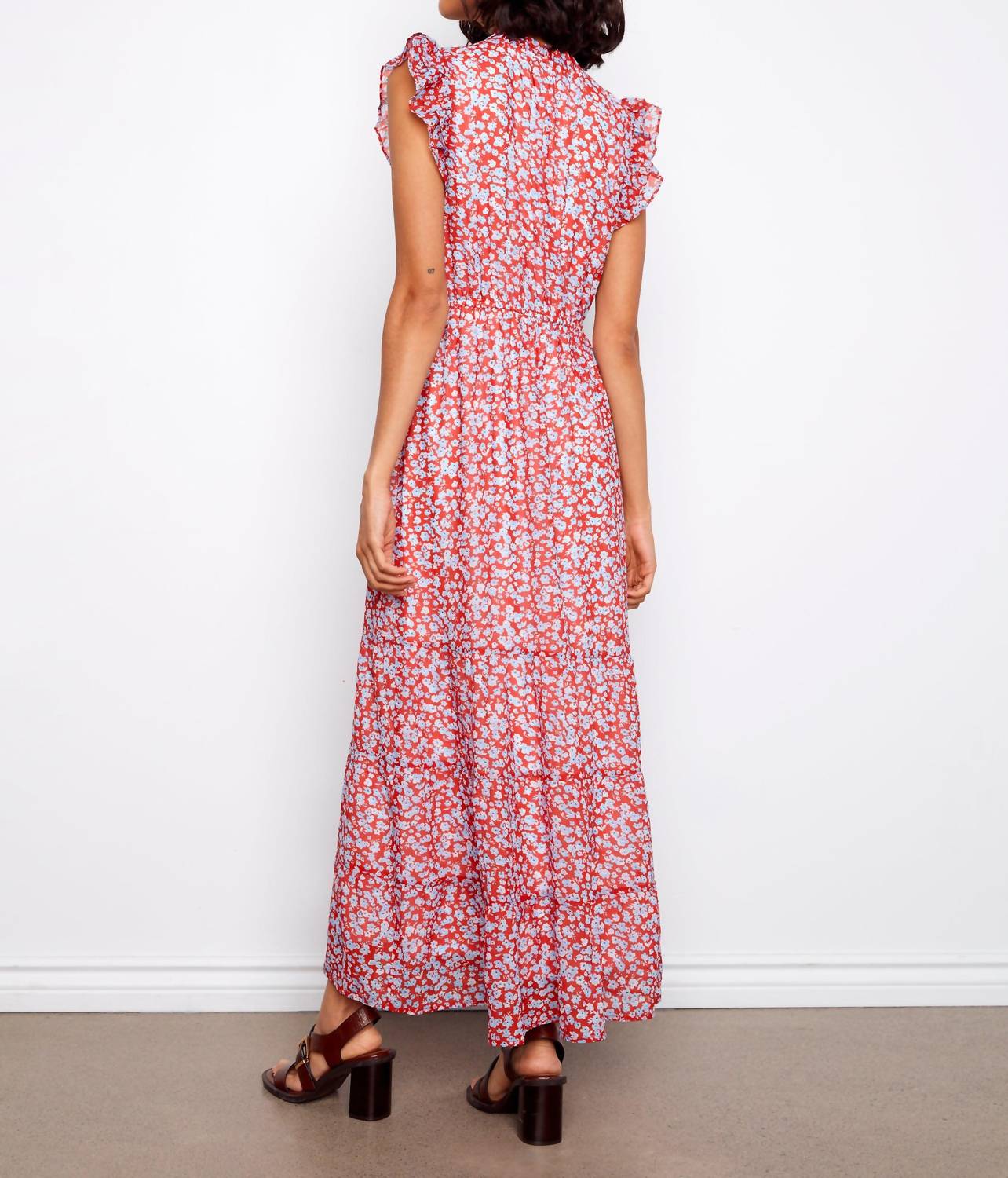 CHARLIE B Printed Chiffon Sleeveless Maxi Dress in multi - women's dress - alternate view