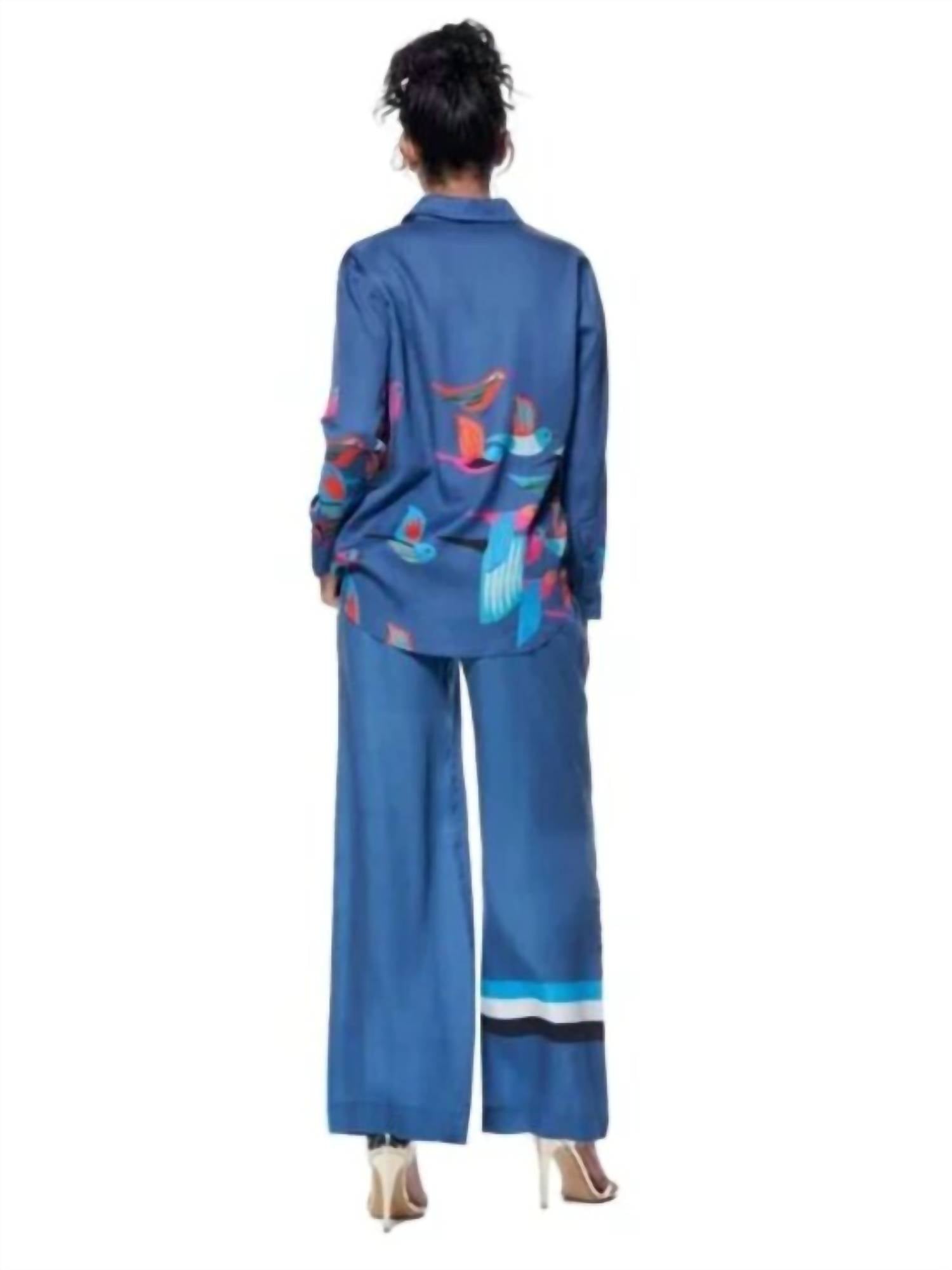 The Kit Women's Zoe Adriatic Trek Shirt in blue - women's shirt - alternate view