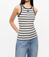 Ganni - Striped Soft Cotton Rib Tank Top