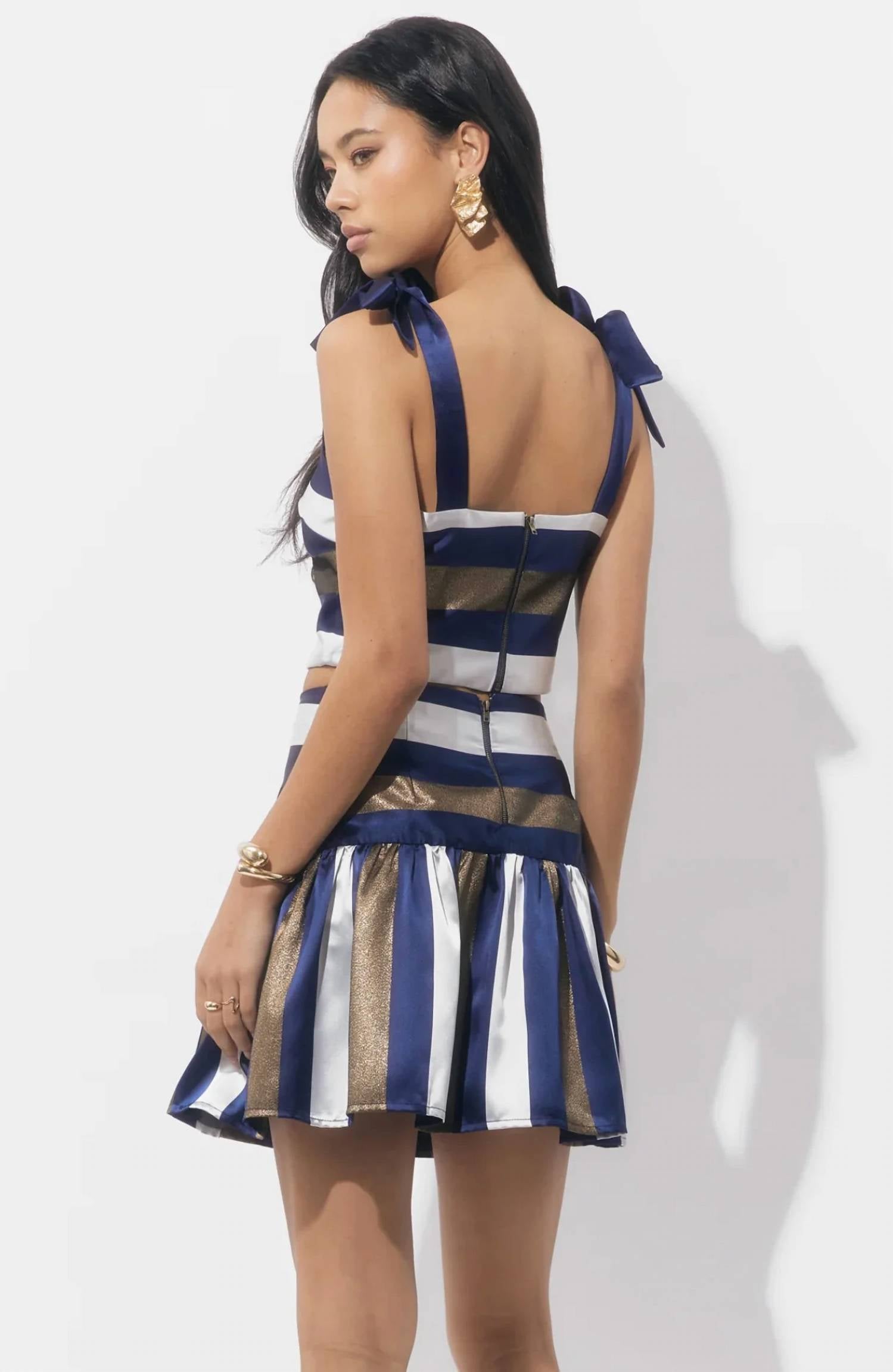 Adelyn Rae - ADELINE BOW STRAP STRIPE TOP