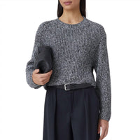 CLOSED Women's Pure Organic Cotton Crew Neck Top in black - women's sweater - alternate view