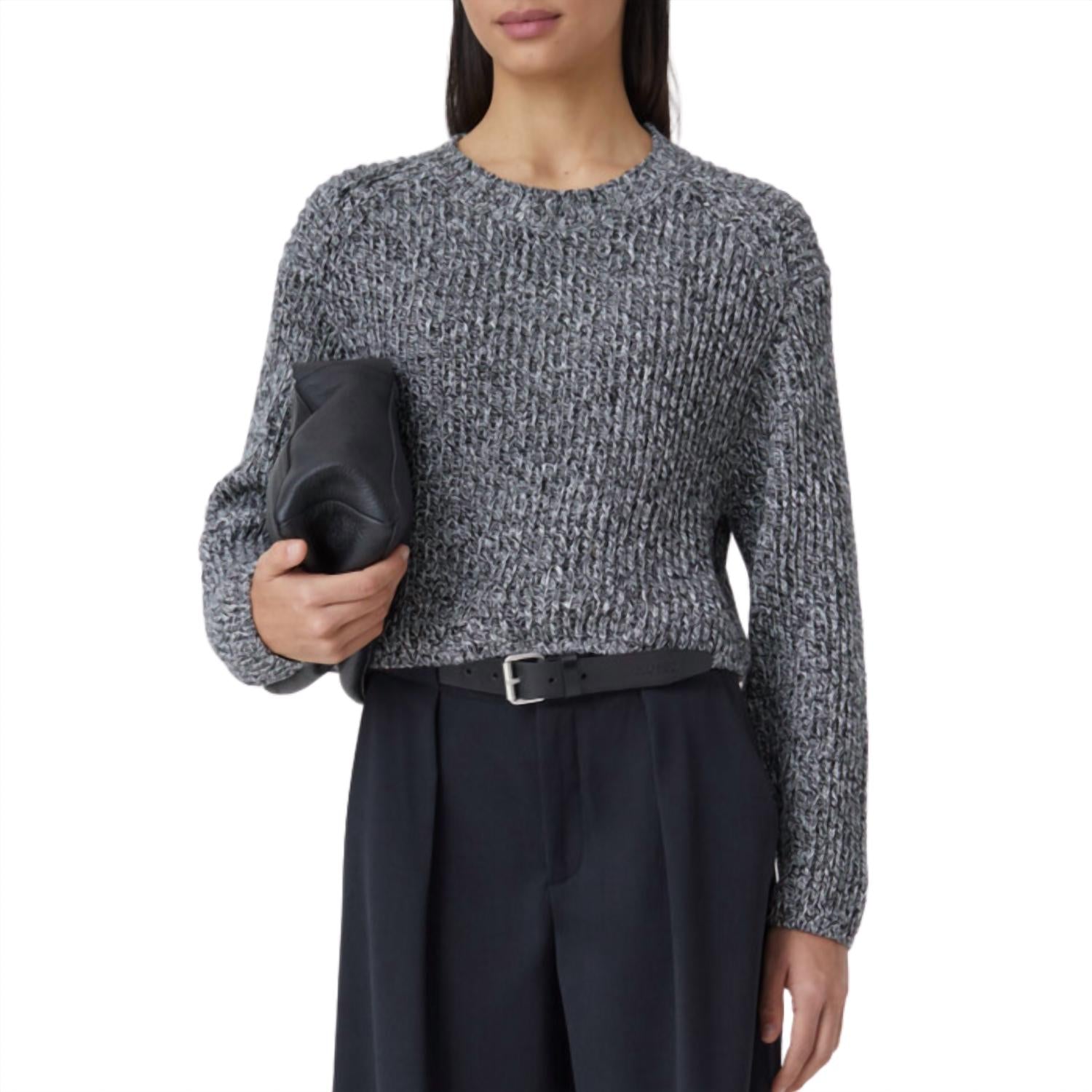 CLOSED Women's Pure Organic Cotton Crew Neck Top in black - women's sweater - alternate view