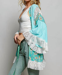 Pol - Ruffle Sleeve Open Relaxed Fit Cardigan