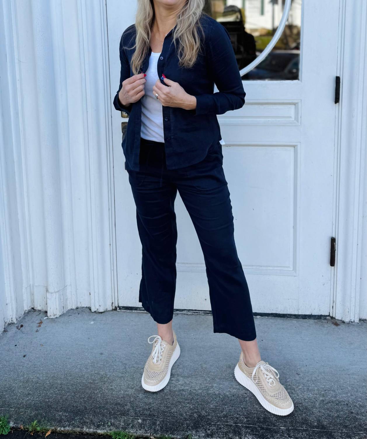Pure Amici - Cropped Linen Pants