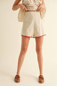 Miou Muse - Women's Emily Linen Scallop Shorts