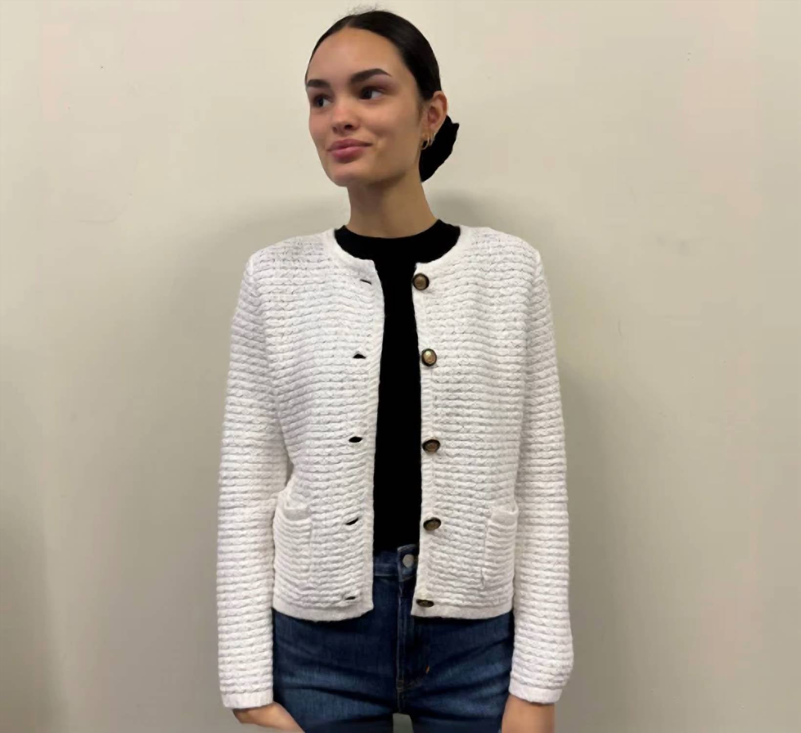 Elliott Lauren - Button Front Textured Cardigan
