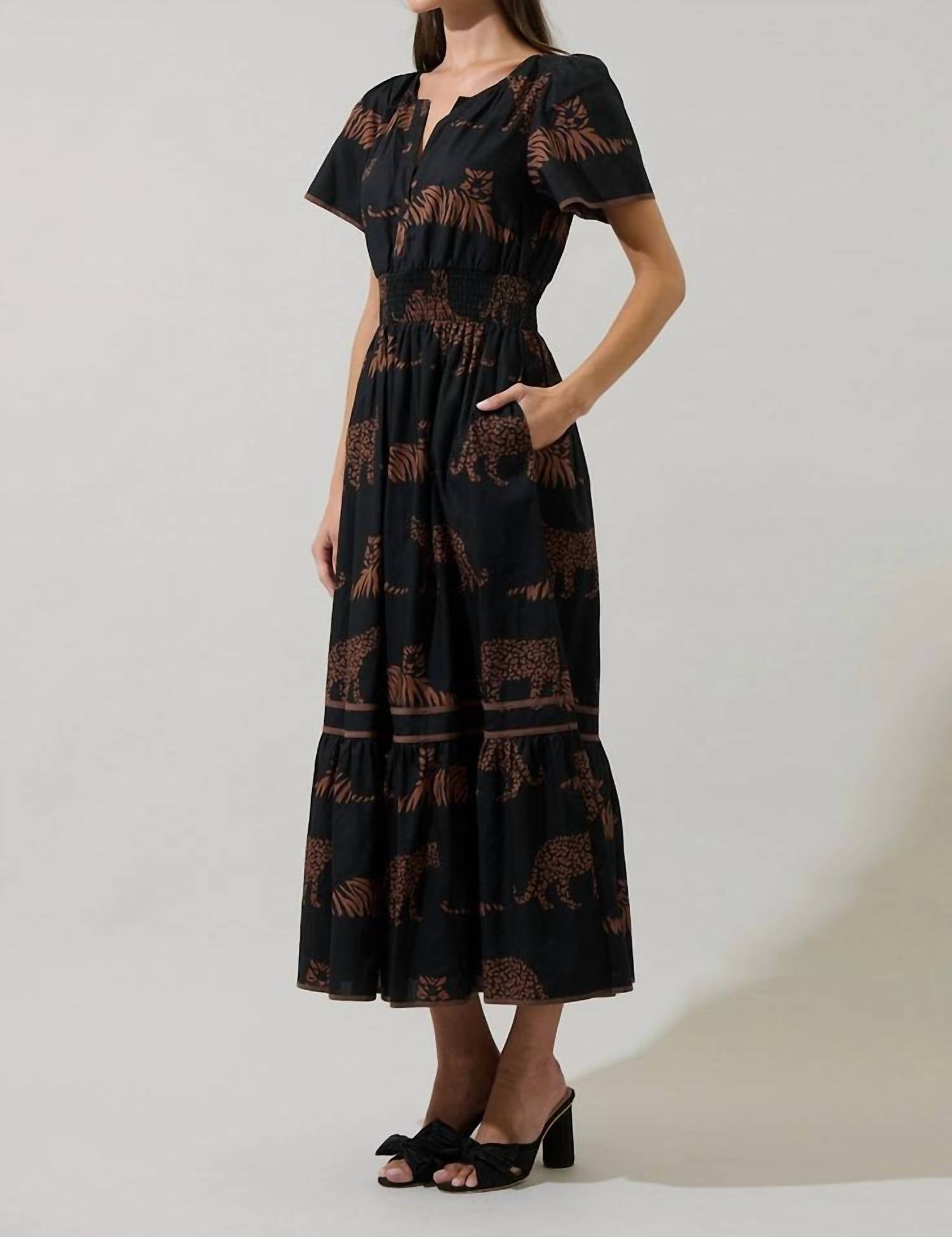 Sugarlips - Jungle Cat Smocked Midi Dress